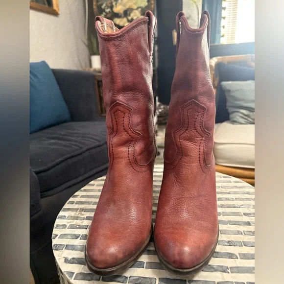 Vintage Lucky brand oxblood leather cowboy boots size 7.5‎ - Picture 2 of 15